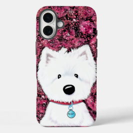 KiniArt Westie Impressions Floral iPhone 16 Plus Hoesje