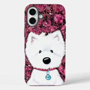 KiniArt Westie Impressions Floral iPhone 16 Plus Hoesje