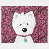 KiniArt Westie Impressions Floral Fleece Blanket Deken (Voorkant (Horizontaal))
