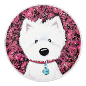 KiniArt Westie Impressions Floral Keramische Knop (Voorkant)