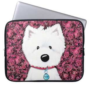 KiniArt Westie Impressions Floral Laptop Sleeve