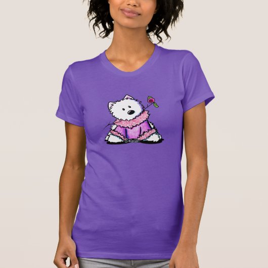KiniArt Westie in roze T-shirt (Voorkant)