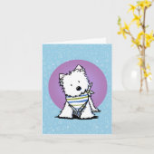KiniArt Westie in Scarf Kaart (Gele Bloem)