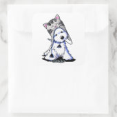 KiniArt Westie Kat Vierkante Sticker (Tas)
