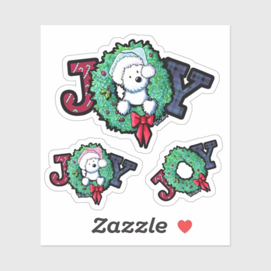 KiniArt Westie Kerstfeest Joy Sticker (Vel)