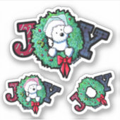 KiniArt Westie Kerstfeest Joy Sticker (Voorkant)