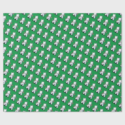 KiniArt Westie-kerstinpakpapier Cadeaupapier (Vlak)