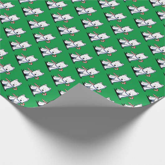 KiniArt Westie-kerstinpakpapier Cadeaupapier (Hoek)