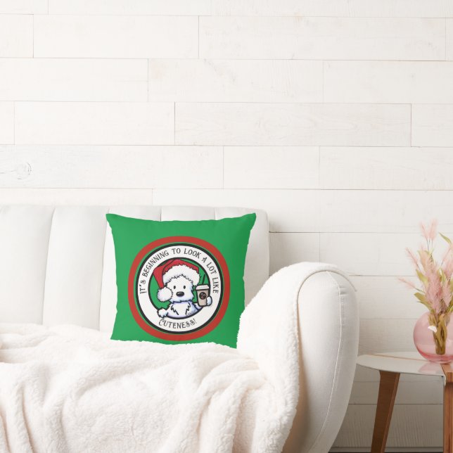 KiniArt Westie-kerstkoffie Kussen (Bank)