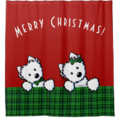 KiniArt Westie Kerstmis Douchegordijn (Voorkant)