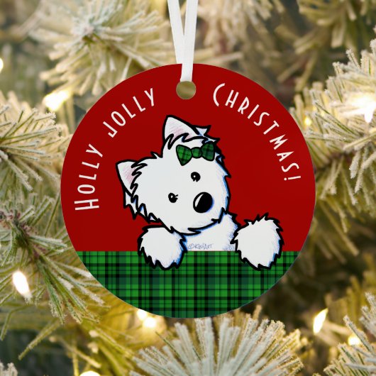 KiniArt Westie Kerstmis Metalen Ornament (Insitu)