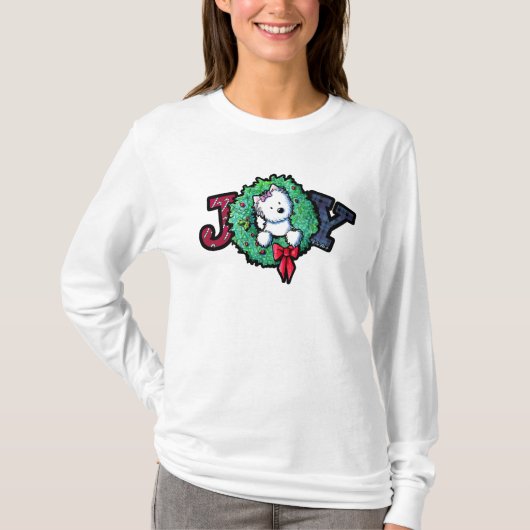 KiniArt Westie Kerstvreugde T-shirt (Voorkant)