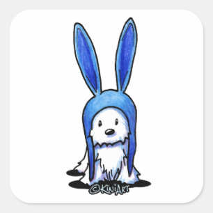 KiniArt Westie Konijn Vierkante Sticker