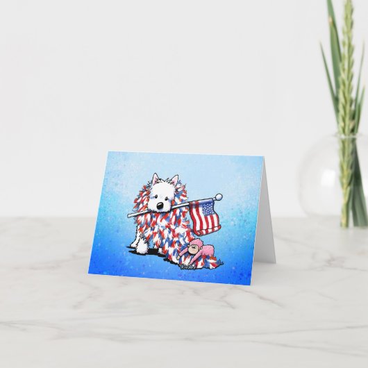 KiniArt Westie Liberty Patriotic Note Kaart (Voorkant)