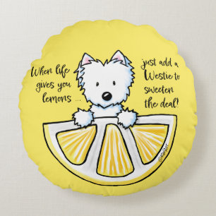 KiniArt Westie Life Lemons Round Pillow Rond Kussen