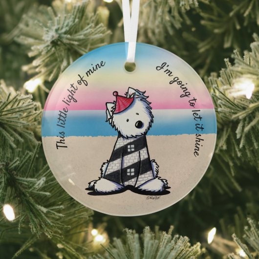 KiniArt Westie Lighthouse Glas Ornament (Insitu)