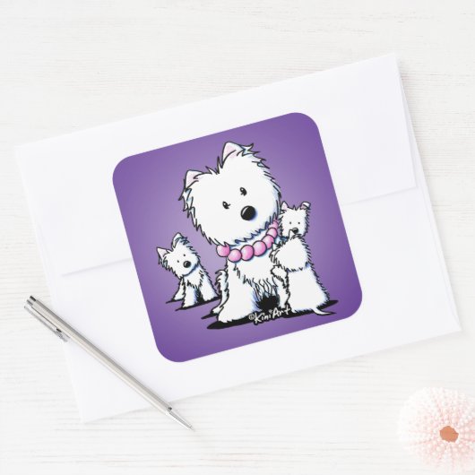 KiniArt Westie Mam & Pups Stickers (Envelop)