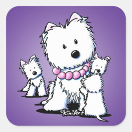 KiniArt Westie Mam & Pups Stickers