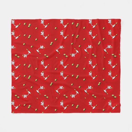 KiniArt Westie Martini Fleece Deken (Voorkant (Horizontaal))