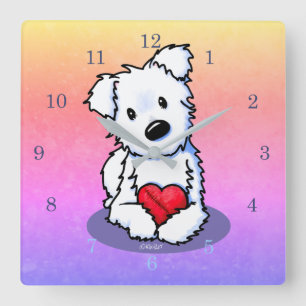 KiniArt Westie Mended Heart Vierkante Klok
