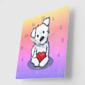 KiniArt Westie Mended Heart Vierkante Klok (Hoek)
