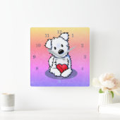 KiniArt Westie Mended Heart Vierkante Klok (Huis)