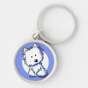 KiniArt Westie over blauwe Sleutelhanger