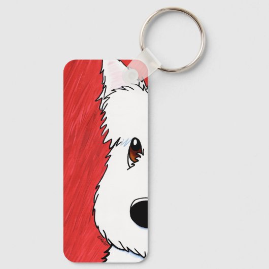 KiniArt Westie over rood Sleutelhanger (Achterkant)