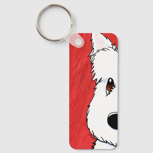 KiniArt Westie over rood Sleutelhanger (Voorkant)