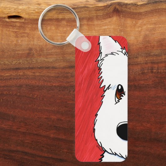 KiniArt Westie over rood Sleutelhanger (Voorkant)