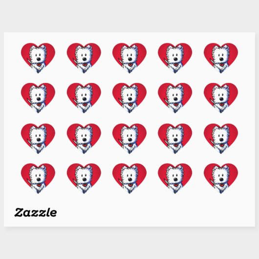 KiniArt Westie Red Heart Stickers (Vel)