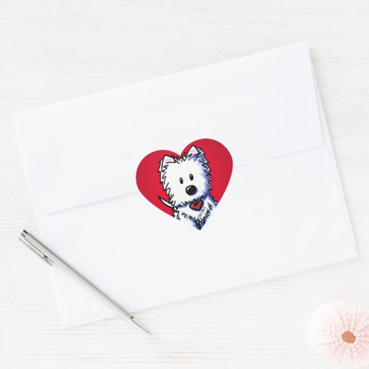 KiniArt Westie Red Heart Stickers (Envelop)