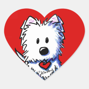 KiniArt Westie Red Heart Stickers
