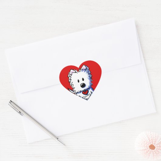 KiniArt Westie Red Heart Stickers (Envelop)