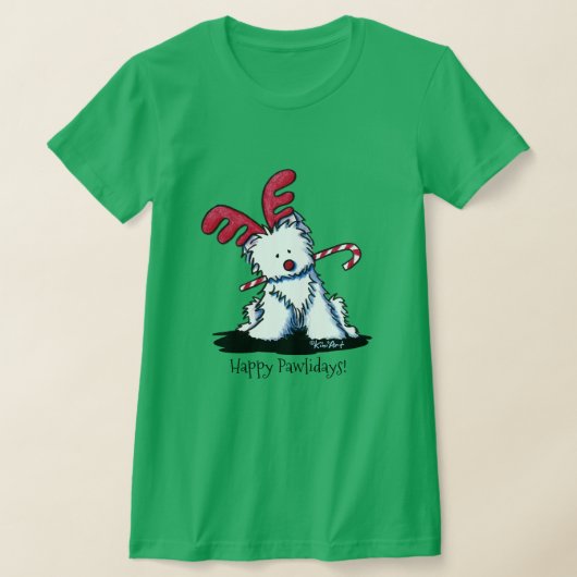 KiniArt Westie Reindeer Dark Shirt (Laagn)