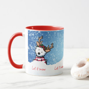 KiniArt Westie Reindeer kerstMok Mok