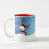 KiniArt Westie Reindeer kerstMok Tweekleurige Koffiemok (Links)