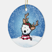 KiniArt Westie Reindeer Kerstversiering Keramisch Ornament (Links)