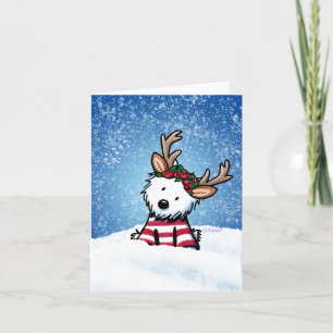 KiniArt Westie Rendier Kerstkaart Feestdagen Kaart