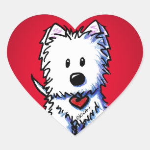 KiniArt Westie Rode Hart Stickers