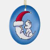 KiniArt Westie Santa Moon Keramisch Ornament (Rechts)