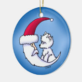 KiniArt Westie Santa Moon Keramisch Ornament (Links)