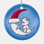 KiniArt Westie Santa Moon Keramisch Ornament (Achterkant)