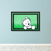 KiniArt Westie Terrier Dog Art Canvas Afdruk (Insitu (Houten vloer))