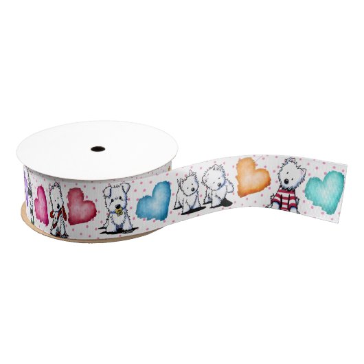 KiniArt™ Westie Terrier Puppy Love Grosgrain Lint (Spoel)