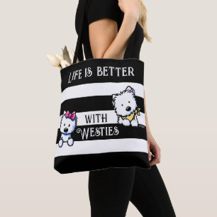 KiniArt Westie Terriers Boodschaptas Tote Bag