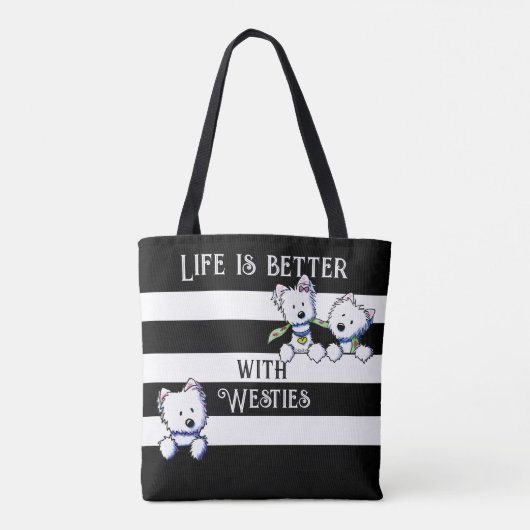 KiniArt Westie Terriers Canvas tas (Achterkant)