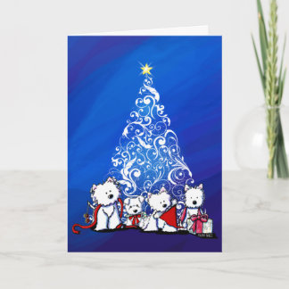 KiniArt Westie Terriers Christmas Card Kaart