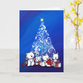 KiniArt Westie Terriers Christmas Card Kaart (Gele Bloem)