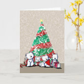 KiniArt Westie Terriers kerstKaart Kaart (Gele Bloem)